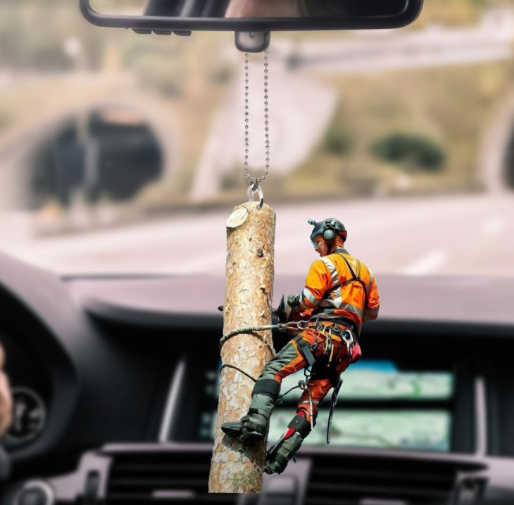 Arborist hanging car ornament