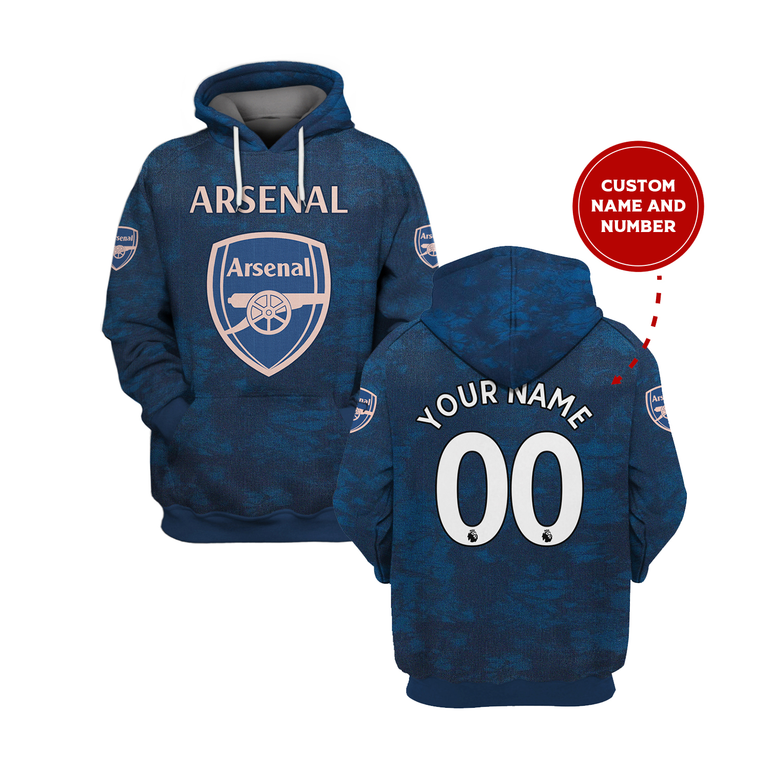 Arsenal custom 3d all over print hoodie and shirt 2