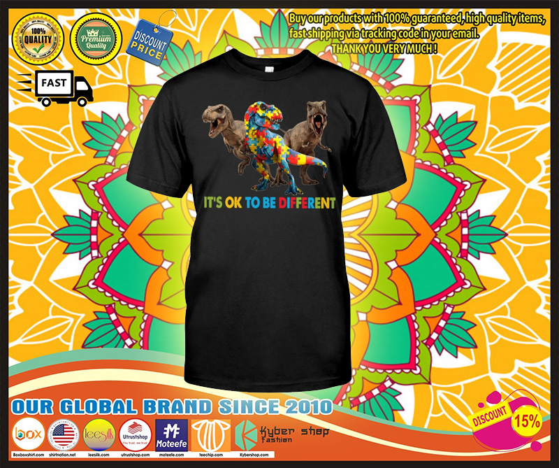 Autism Dinosaur It's ok to be different shirt, hoodie 1 Autism Dinosaur Its ok to be different shirt