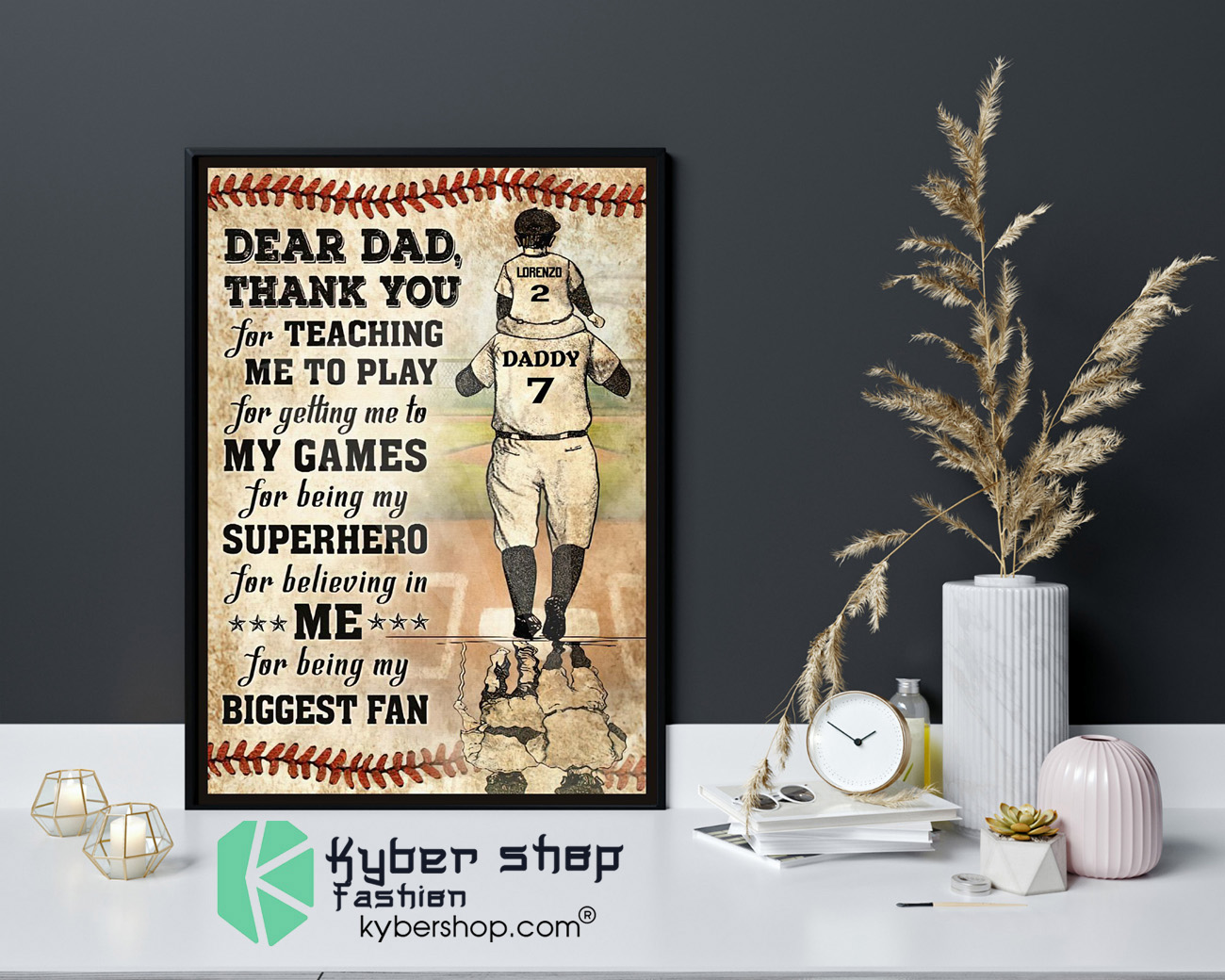 Baseball Dear dad thank you for teaching me to play for getting me to my games custom poster 4