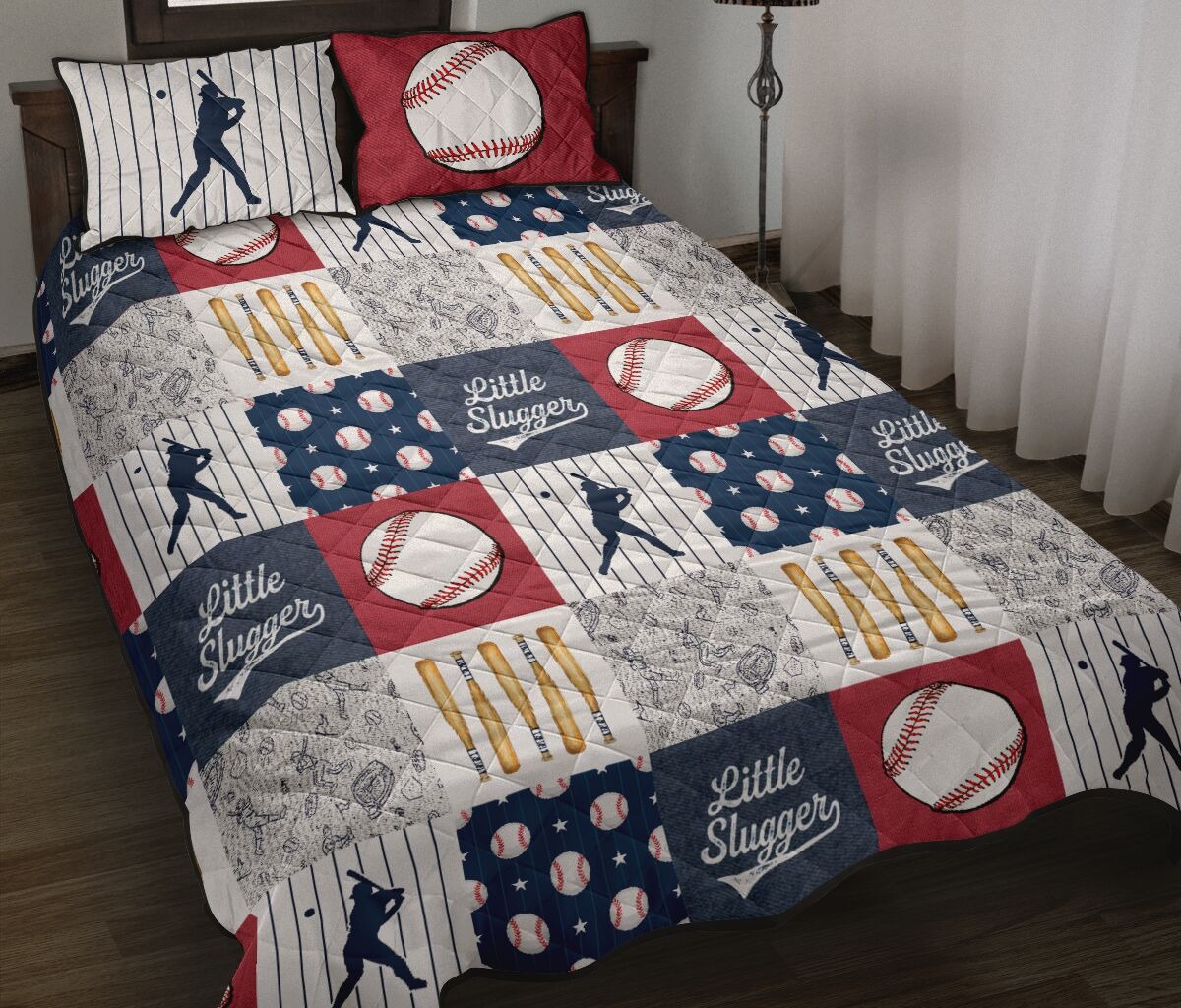 Baseball little slugger quilt bedding set