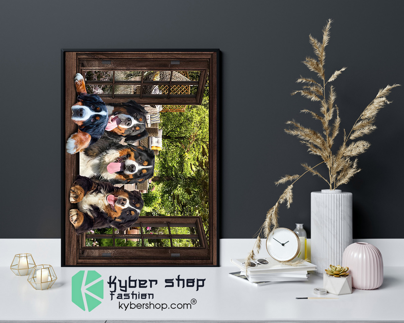 Bernese Mountain dog window 3d poster 4