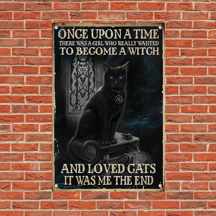 Black Cat One Upon A Time There Was A Girl Who Really Wanted To Become A Witch And Loved Cats It Was Me The End Metal Sign