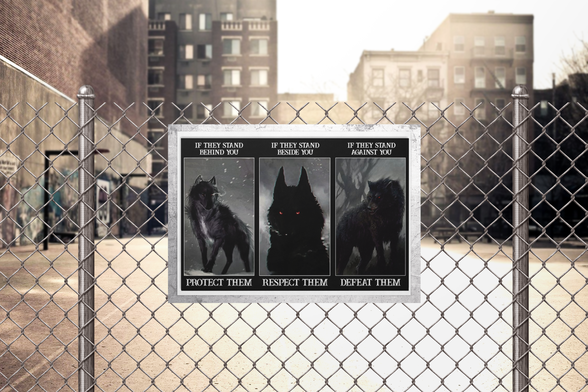 Black Wolf if they stand behind you protect them poster