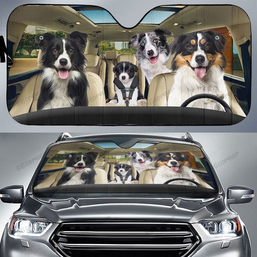 Border Collies Family Car Sunshade 2 Border Collies Family Car Sunshade