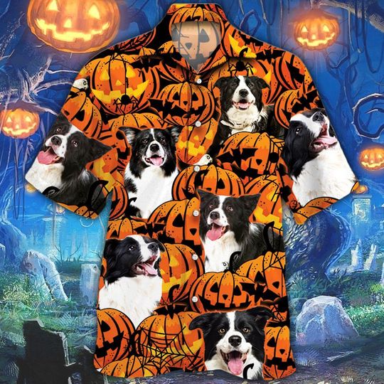 Border collie dog halloween pumpkin hawaiian shirt 2 Border collie dog halloween pumpkin hawaiian shirt