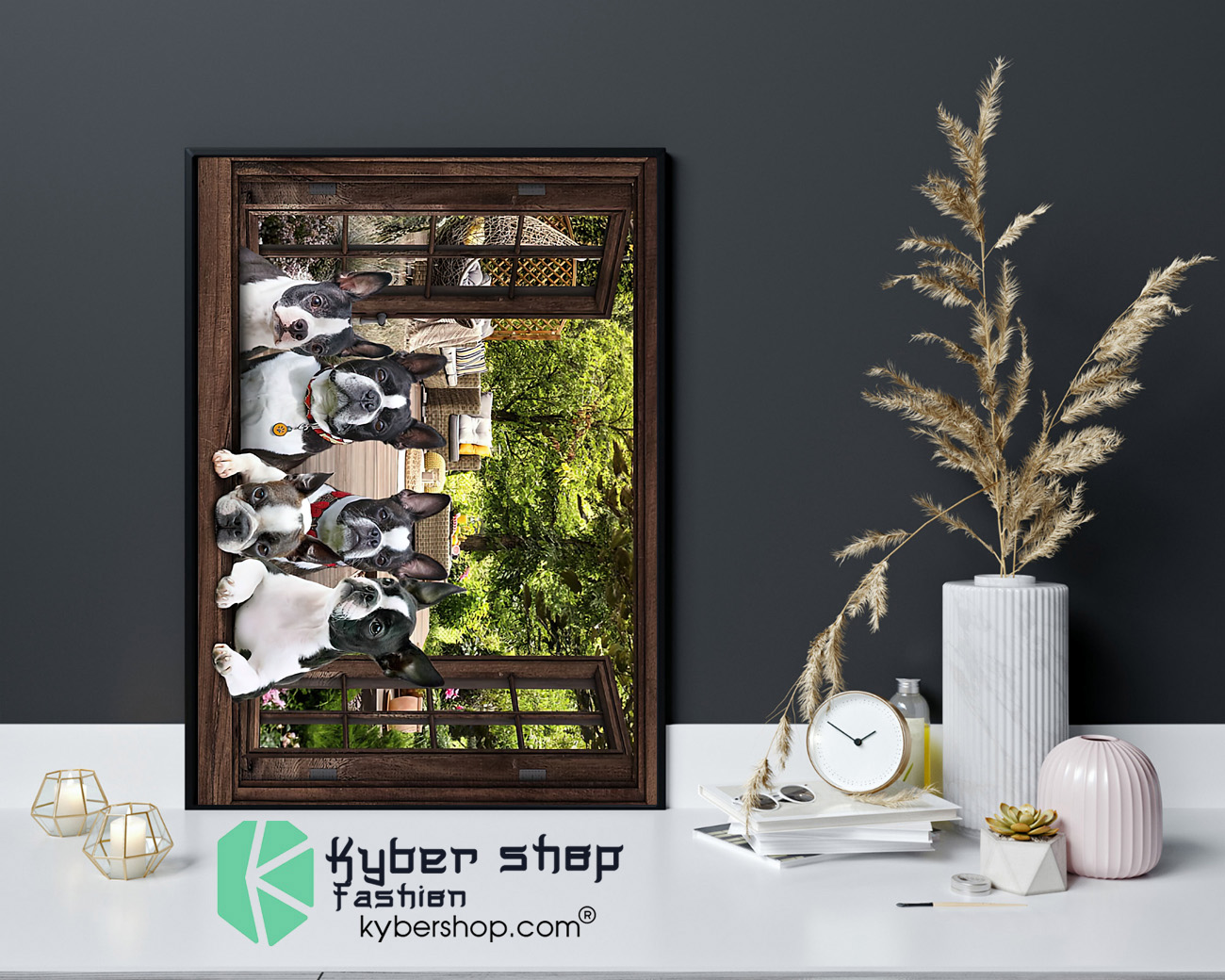 Boston Terrier window 3d poster 4