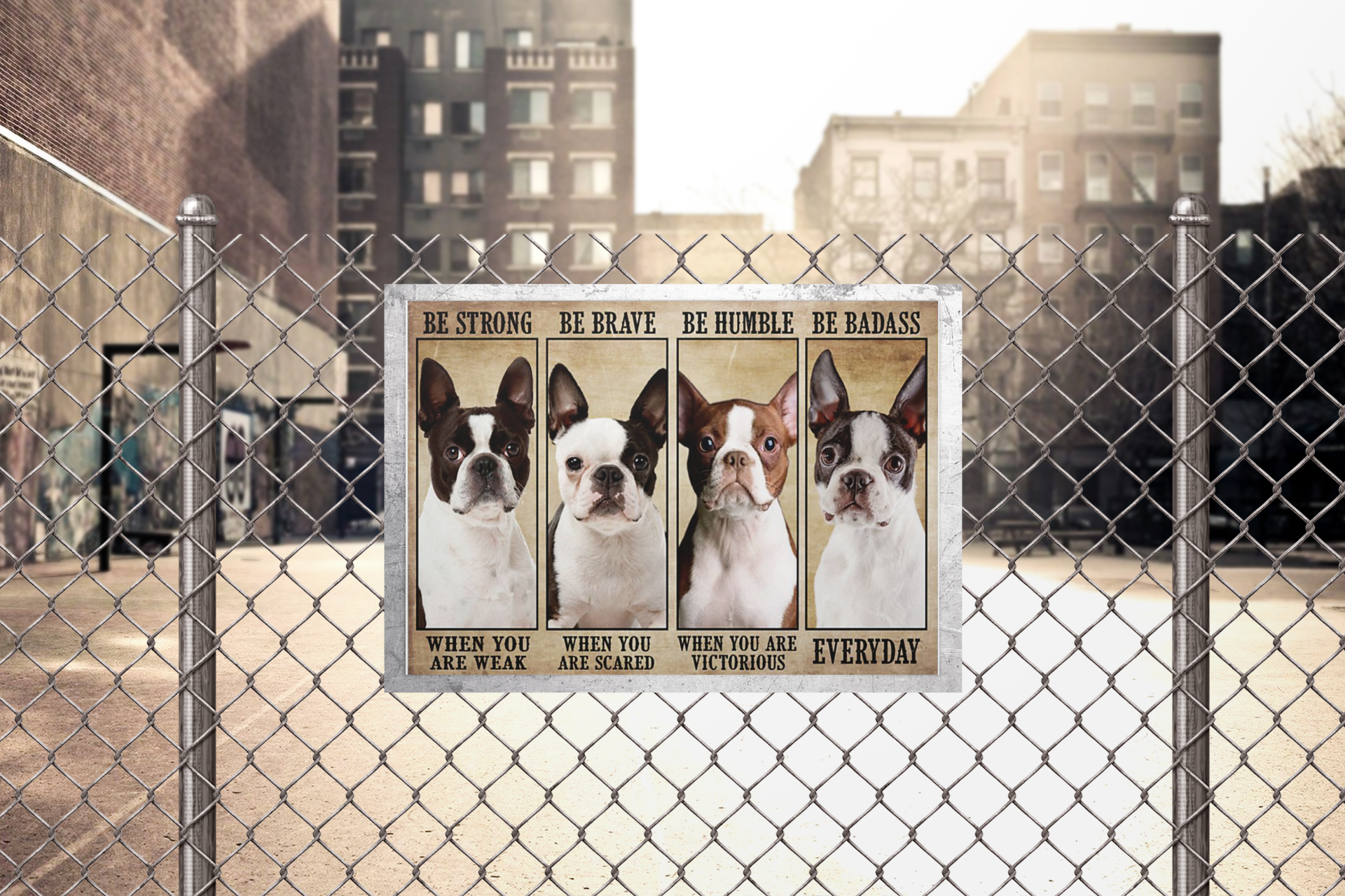 Bostonterrierbestrongbebravebehumblebebadassposter