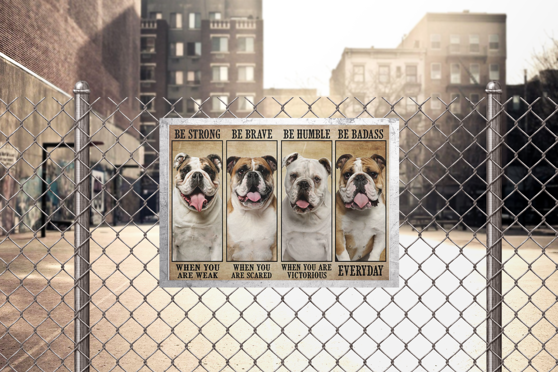 Bulldogbestrongbebravebehumblebebadassposter