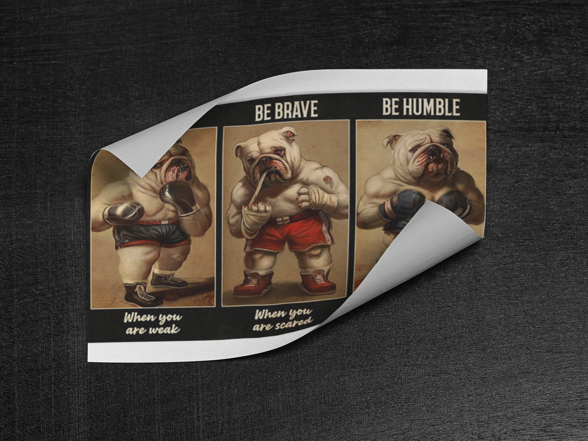 Bulldog boxer be strong be brave be humble be badass poster