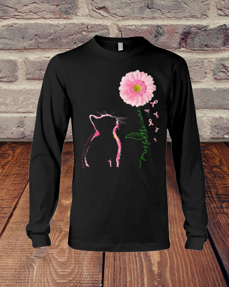 Cat Paws For The Cure Breast Cancer Awareness Pink Sunflower long sleeve tee