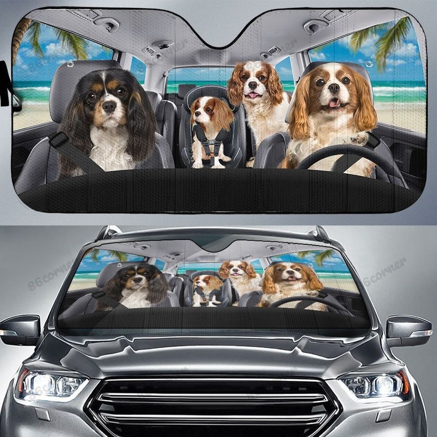Cavalier King Charles Spaniel Family Car Sunshade 3 Cavalier King Charles Spaniel Family Car Sunshade