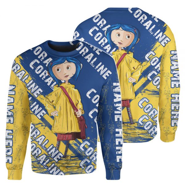 Coraline 3d all over print Custom Name Hoodie and T Shirt 4 Coraline Custom Name 3d Hoodie And T Shirt1