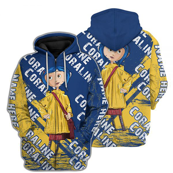 Coraline 3d all over print Custom Name Hoodie and T Shirt 5 Coraline Custom Name 3d Hoodie And T Shirt2