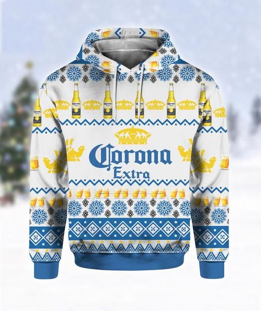 Corona Extra Beer Ugly Christmas 3D Hoodie