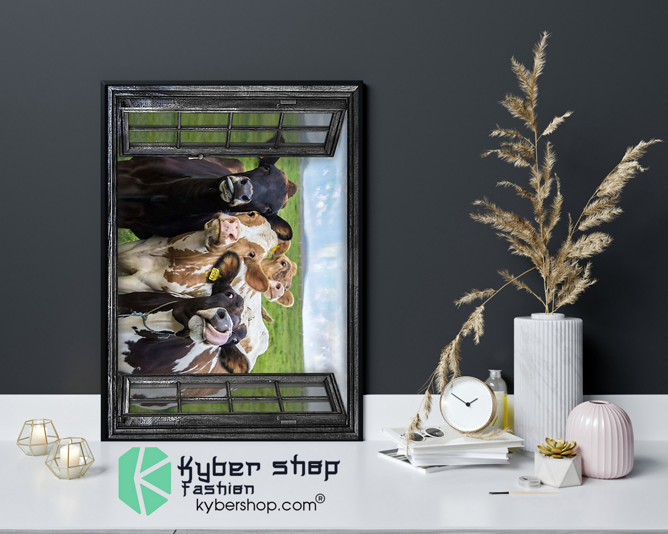 Cow 3d window poster 4