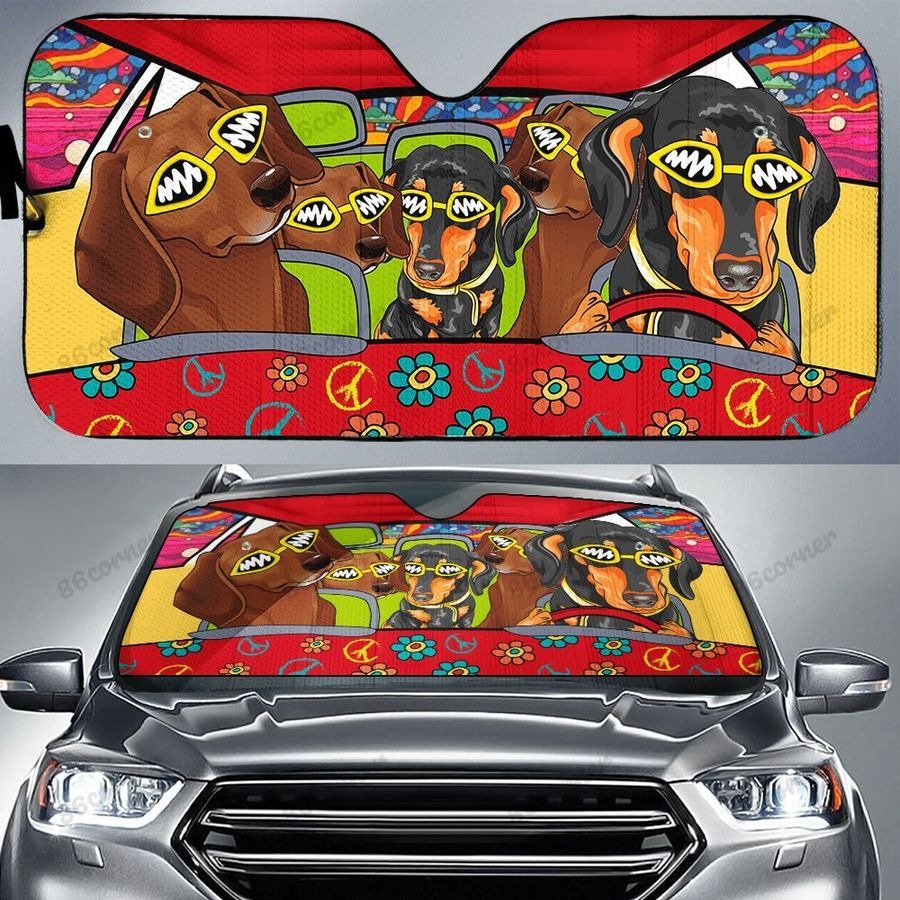 Dachshund Highway Driving Car Sunshade