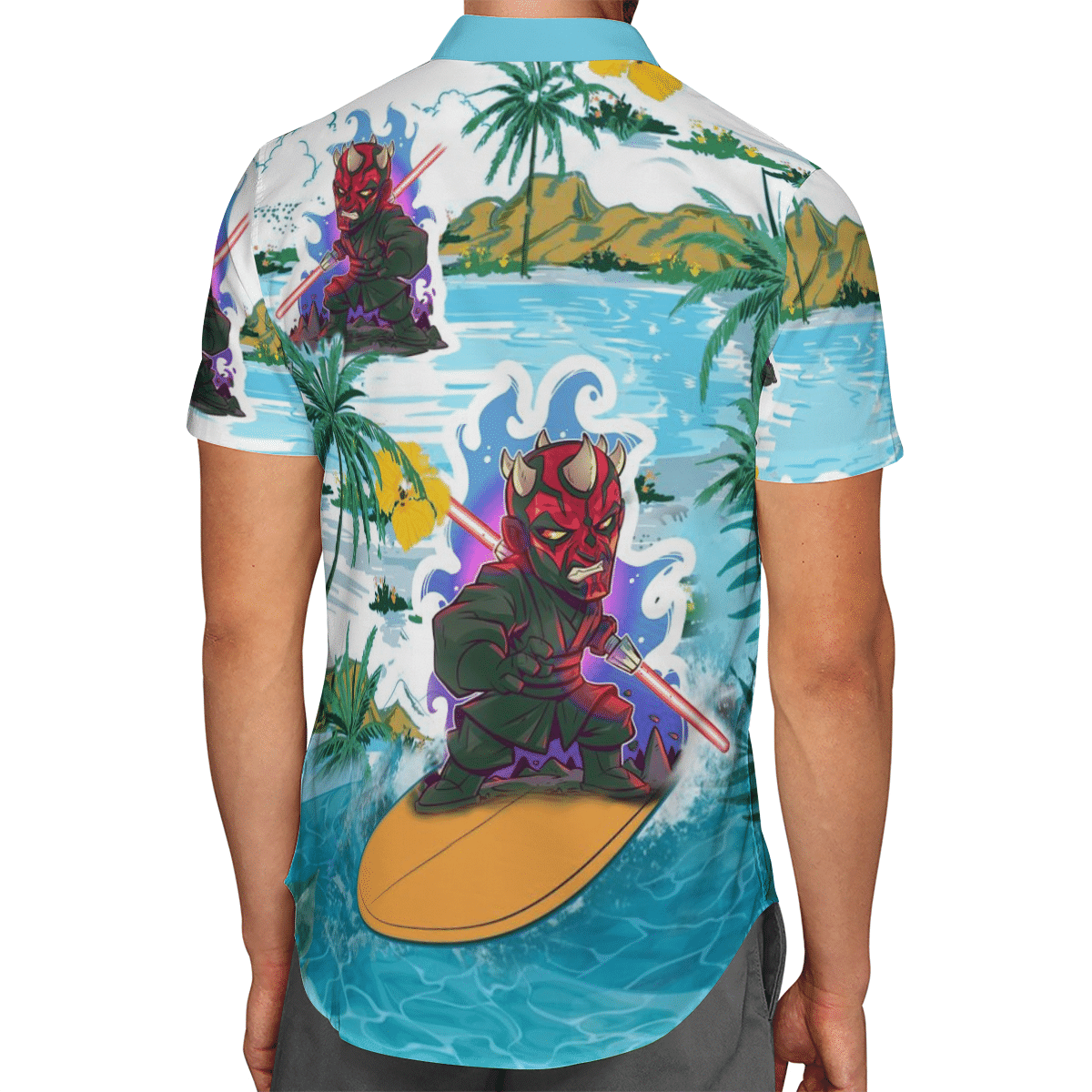 Darth Maul surfing Hawaiian shirt 2 Darth Maul surfing Hawaiian shirt 1