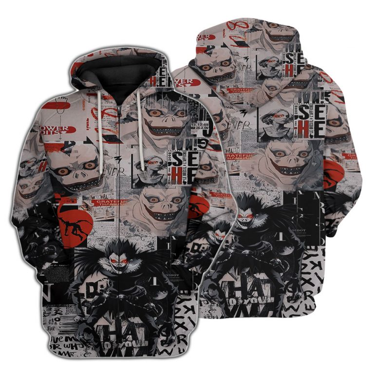 Death note ryuk 3d all over print hoodie 3