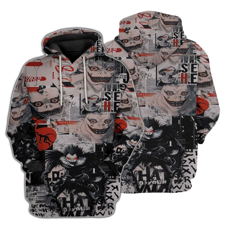 Death note ryuk 3d all over print hoodie 4