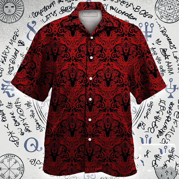 Demon Black And Red Pattern Hawaiian Shirt 3 Demon Black And Red Pattern Hawaiian Shirt1