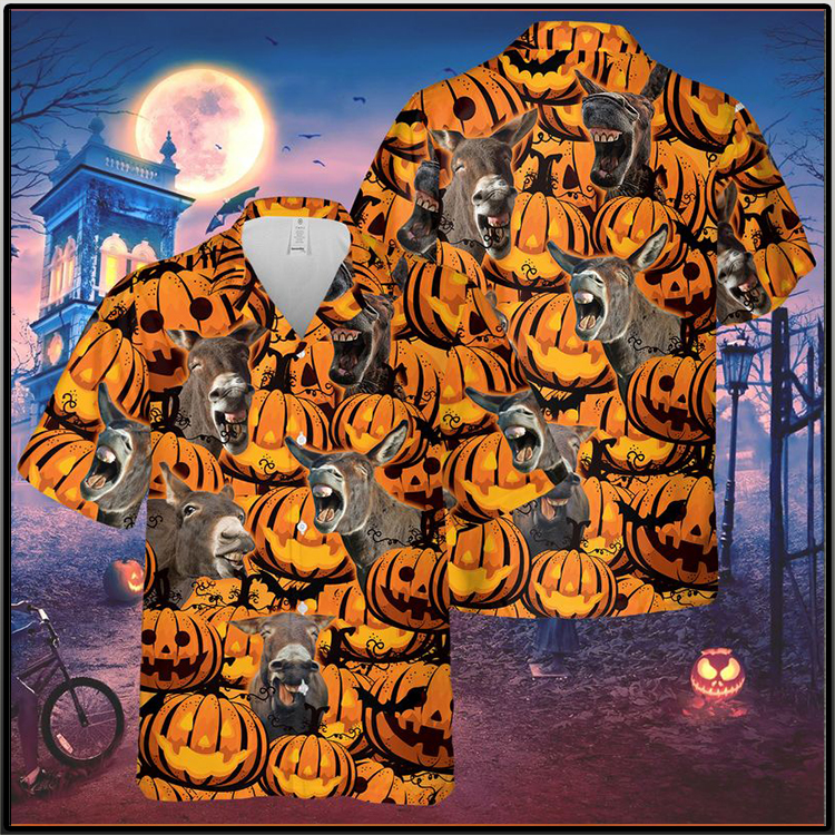 Donkey Pumpkin Halloween Hawaiian Shirt 4 Donkey Pumpkin Halloween Pattern Premium Hawaiian Shirt2