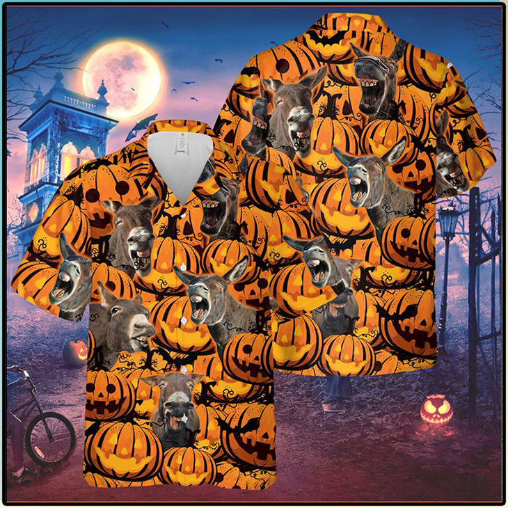 Donkey Pumpkin Halloween Hawaiian Shirt 5 Donkey Pumpkin Halloween Pattern Premium Hawaiian Shirt3