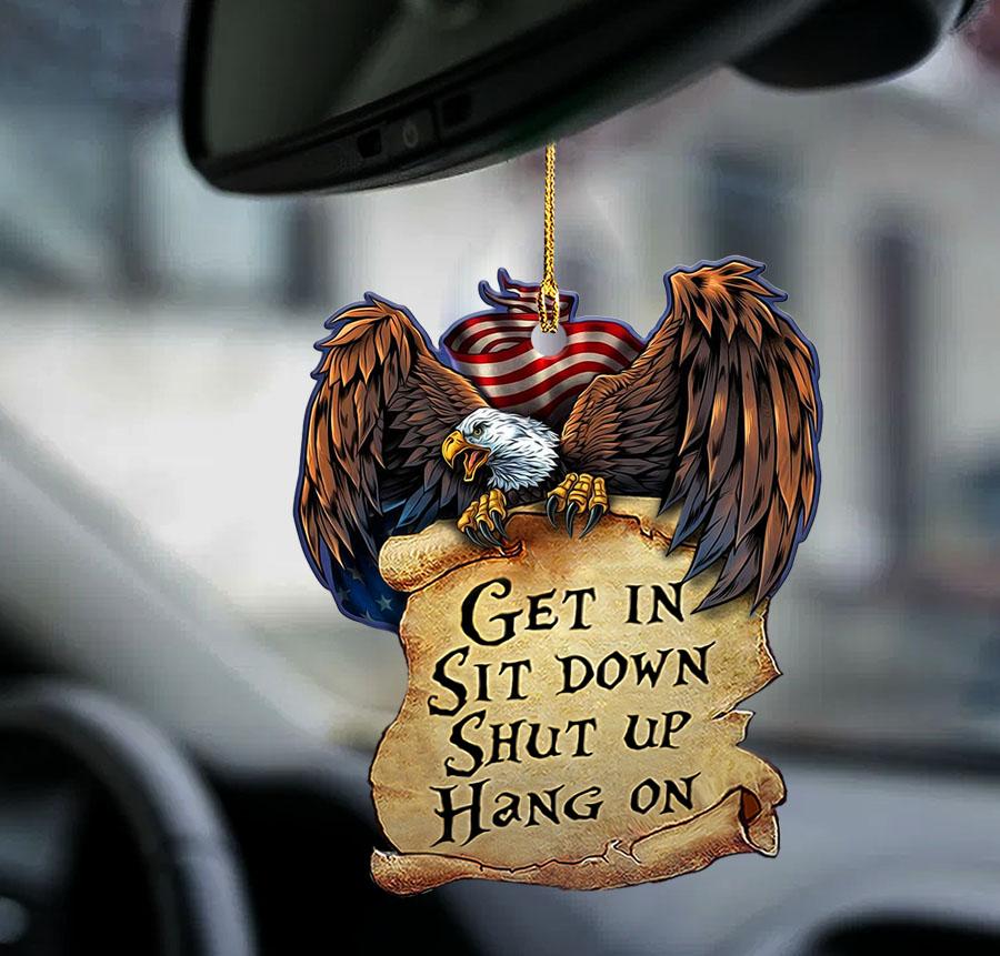Eagle bird get in sit down shut up hang on ornament