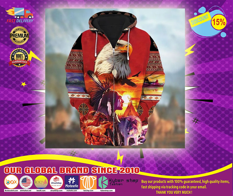 Eagle native american zip hoodie