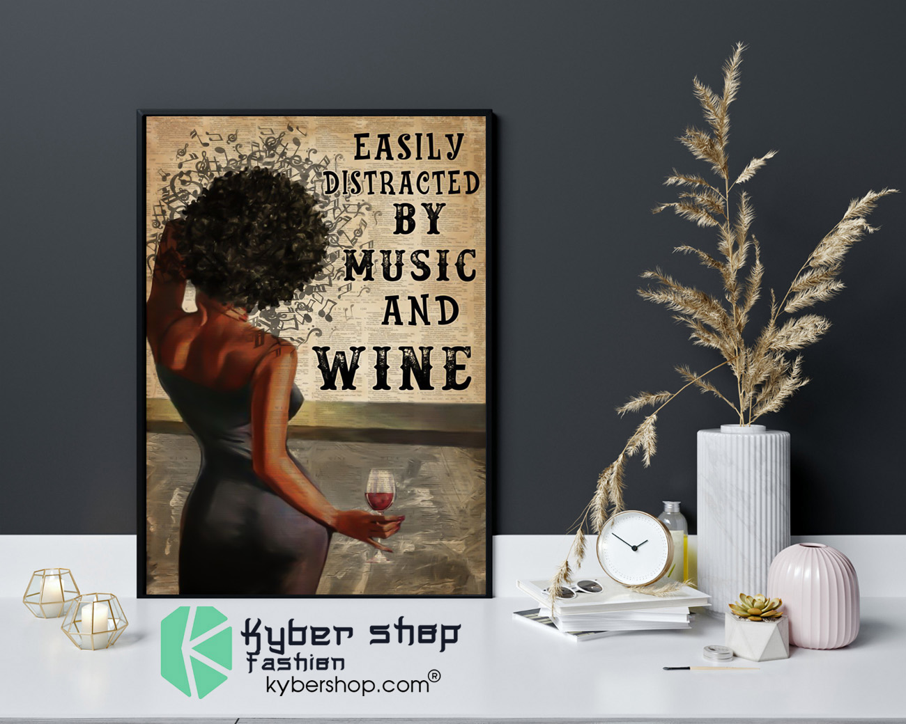 Easily distracted by music and wine poster 4