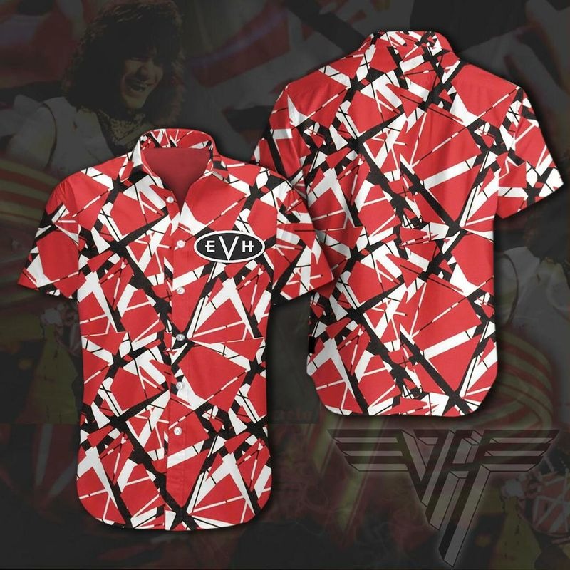 Eddie Van Halen Striped Hawaiian Shirt 1