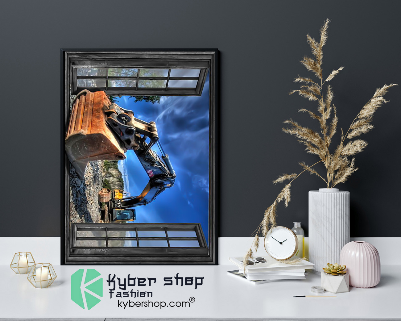 Excavator by the window poster 4