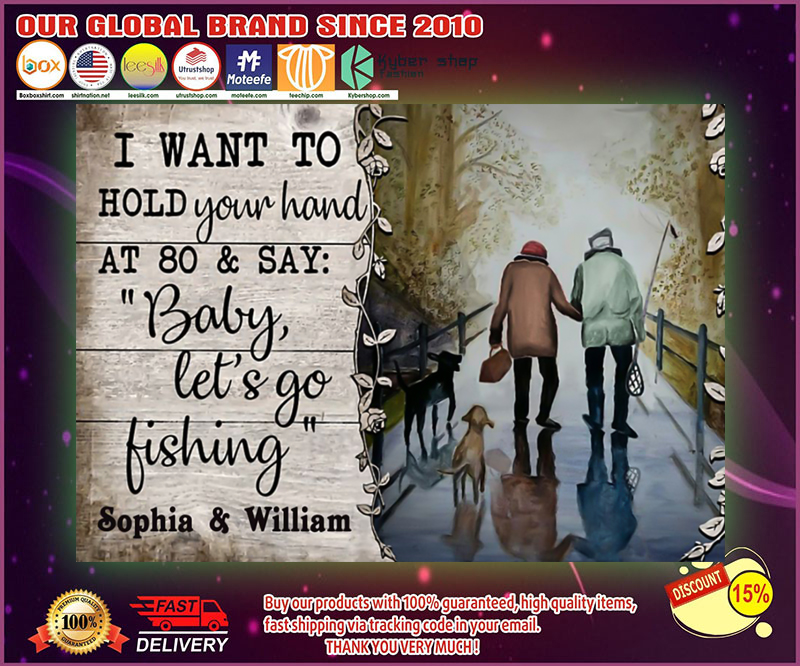 Fishing I want to hold your hand custom personalized name poster