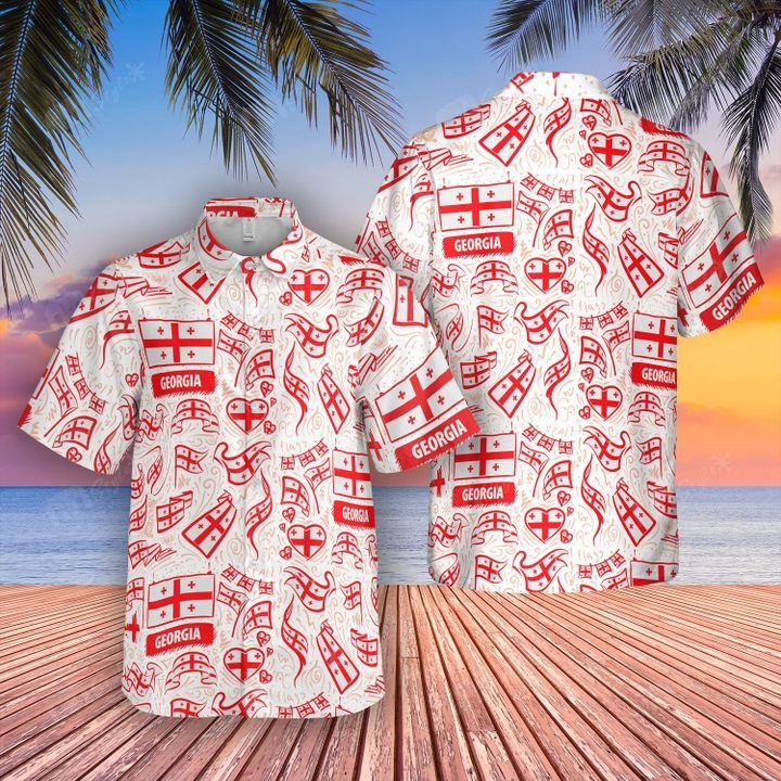 Georgia flag hawaiian shirt and short 1