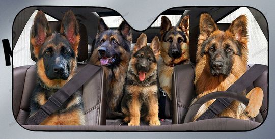 German Shepherd family driving Car sunshade2 German Shepherd family driving Car sunshade2