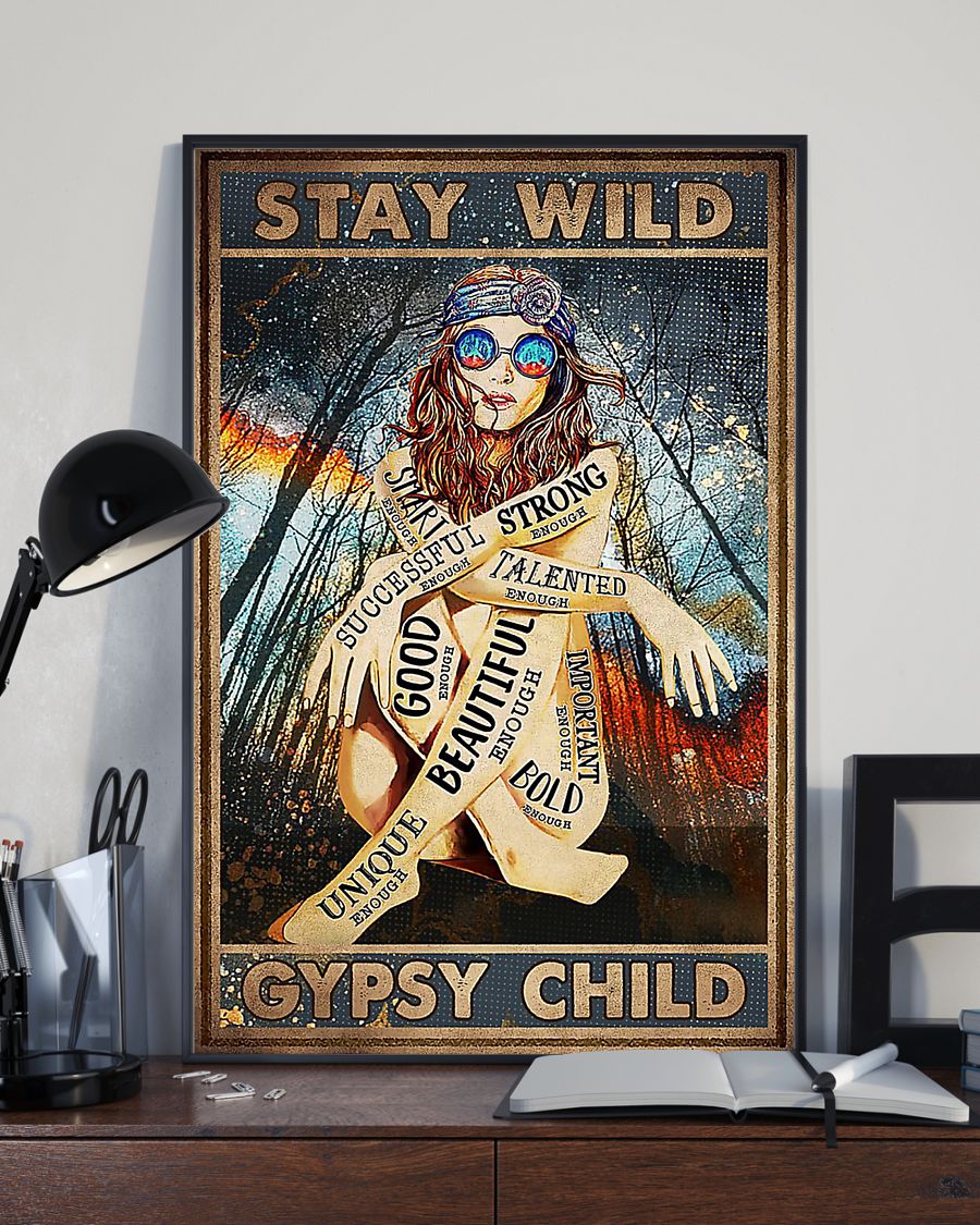 Girl hippie poster stay wild gypsy child