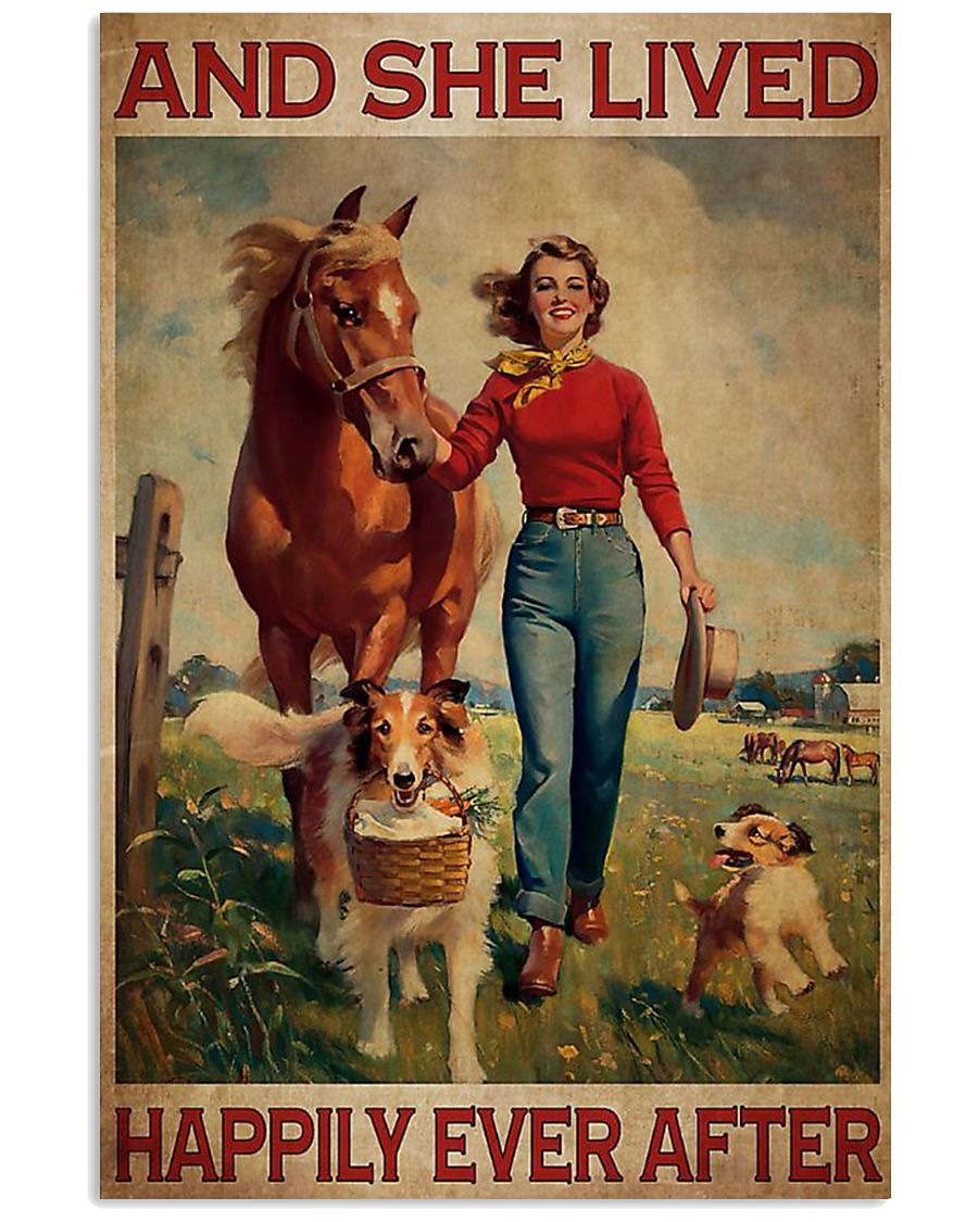 Girl horse dogs happily ever after poster