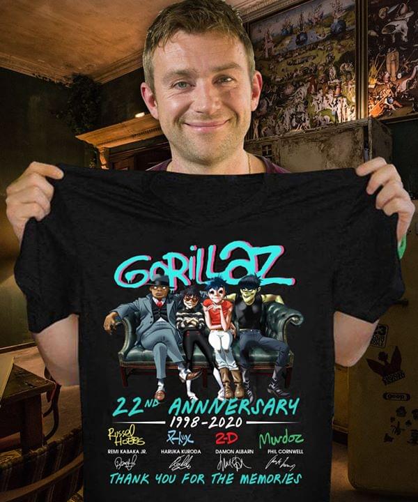 Gorillaz 22nd annnersary 1998-2020 shirt, hoodie 1 Gorillaz nd annnersary shirt
