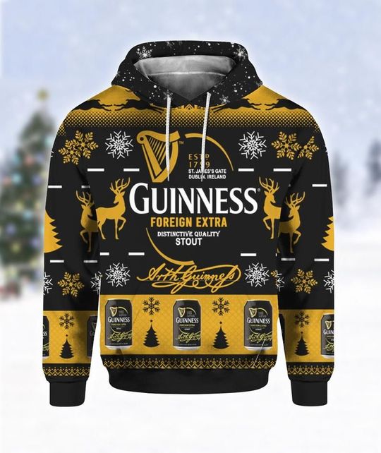 Guinness Foreign Extra Ugly Christmas 3D Hoodie