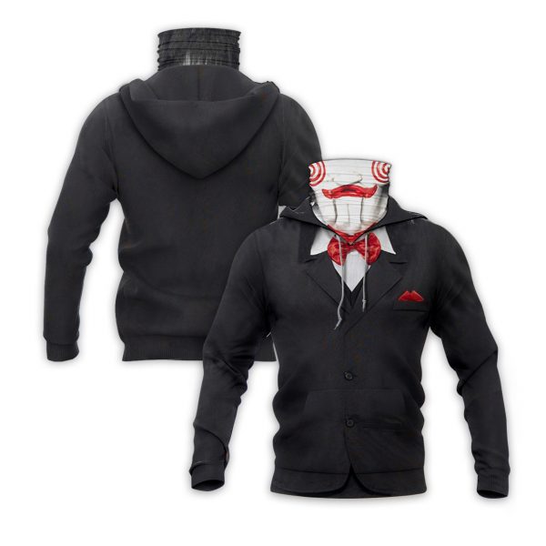 Halloween Creepy Jigsaw 3D Hoodie Mask