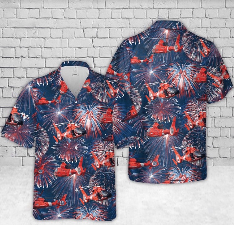 Helicopter firework hawaiian shirt