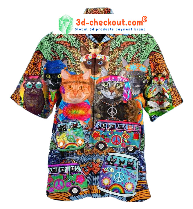 Hippie Cat Hawaiian Shirt 3 Hippie Cat Short Sleeve Shirt