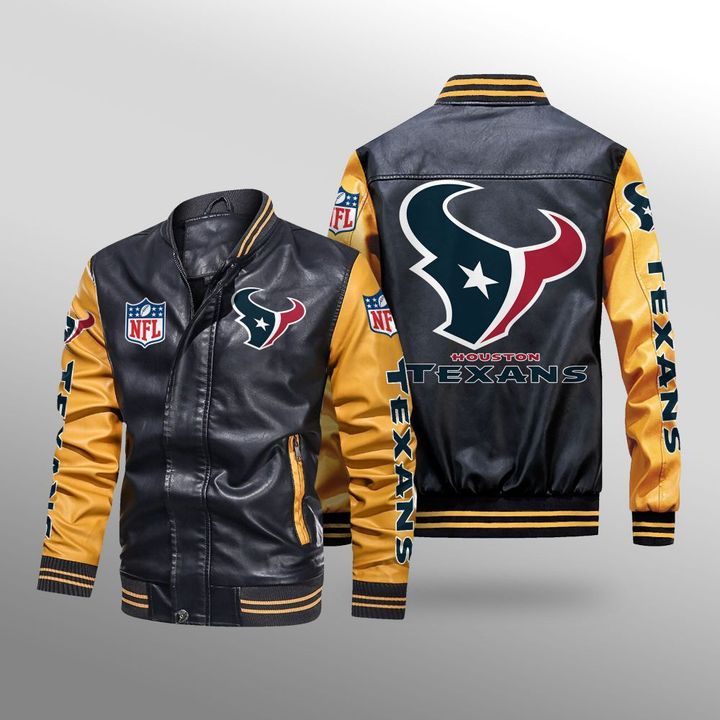 Houston Texans Leather Bomber Jacket 4 Houston Texans Leather Bomber Jacket2