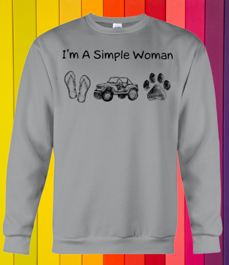 I Am A Simple Woman Like Flip Flop Jeep Dog Paw sweatshirt