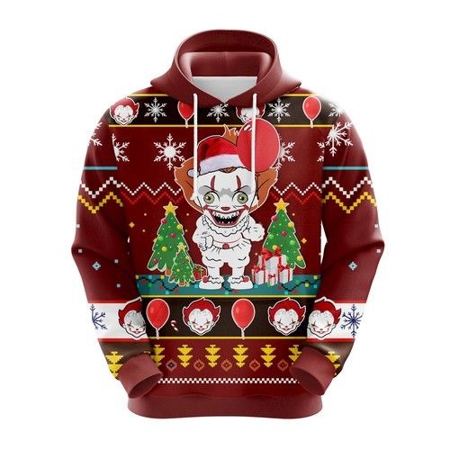 IT Pennywise chibi 3d ugly Christmas hoodie 1