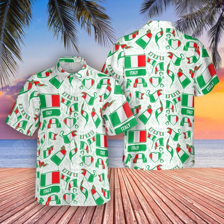 Italy flag hawaiian shirt and short 1
