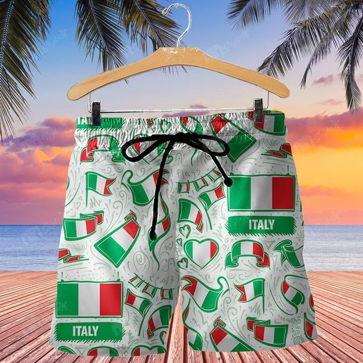 Italy flag hawaiian shirt and short 2