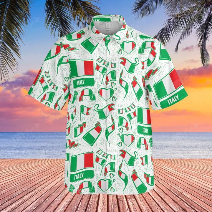 Italy flag hawaiian shirt and short 3