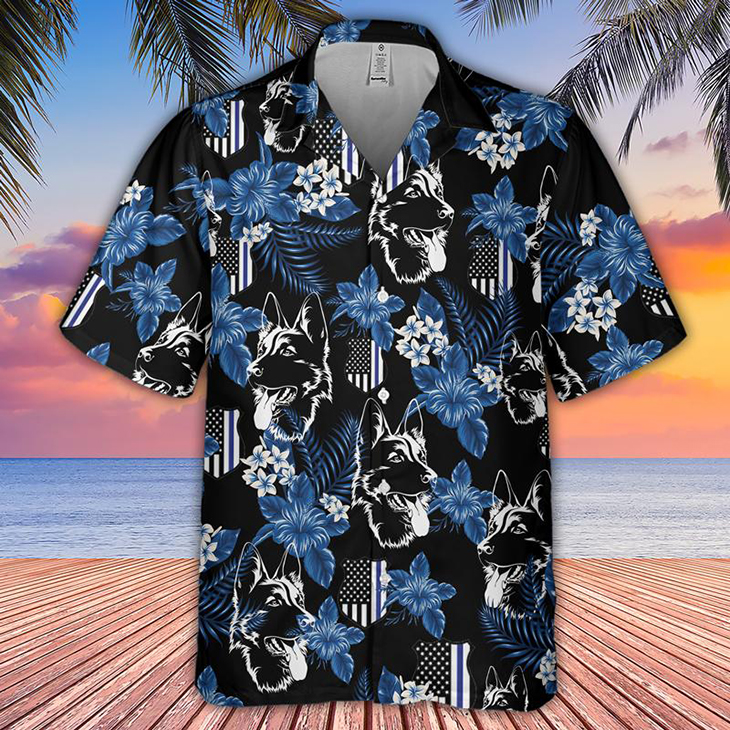 German Shepherd Police Seamless Hawaiian Shirt 8 German Shepherd Police Seamless Pattern Hawaiian Shirt