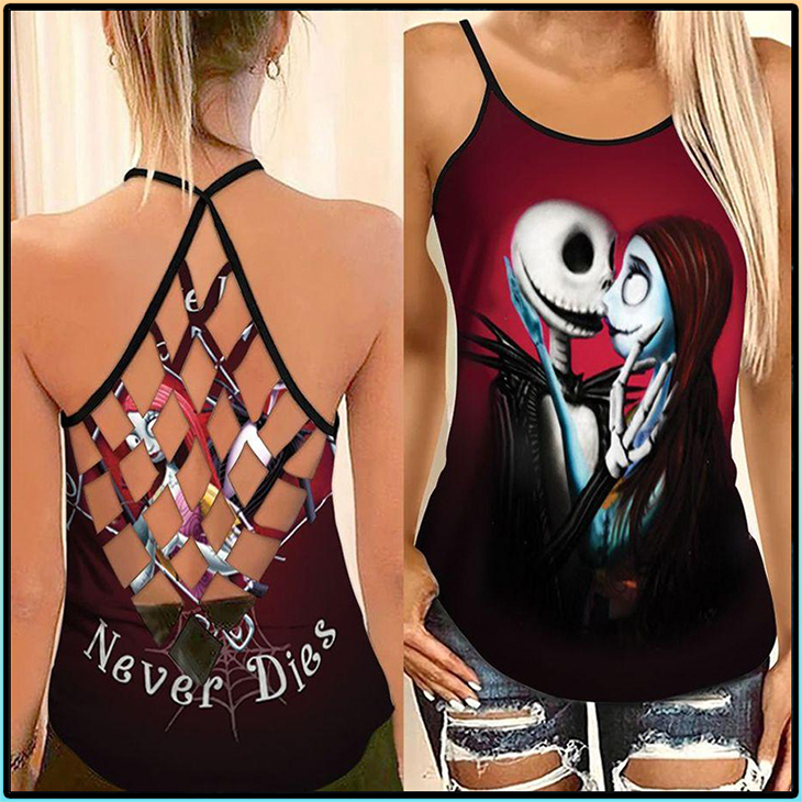 Jack Skellington And Sally True Love Never Dies Criss Cross Tank Top3 1